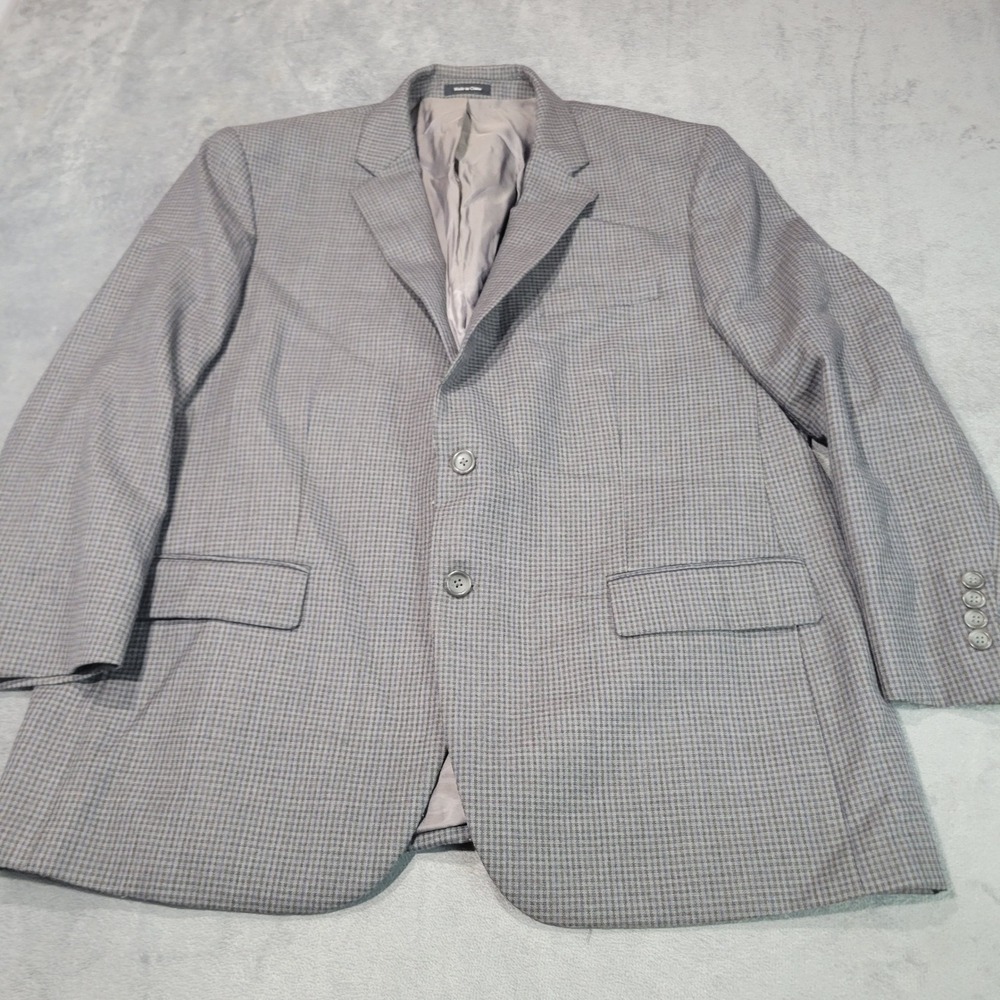 Pronto Uomo Platinum Blazer Mens 46S Grey Blue Micro-Check Wool Blend Sport Coat